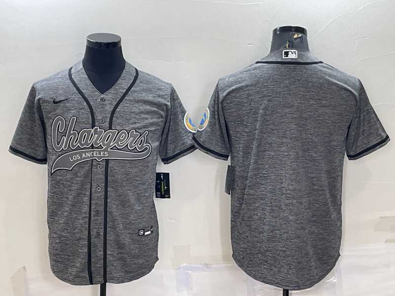 Mens Los Angeles Chargers Blank Grey Gridiron Cool Base Stitched Baseball Jersey